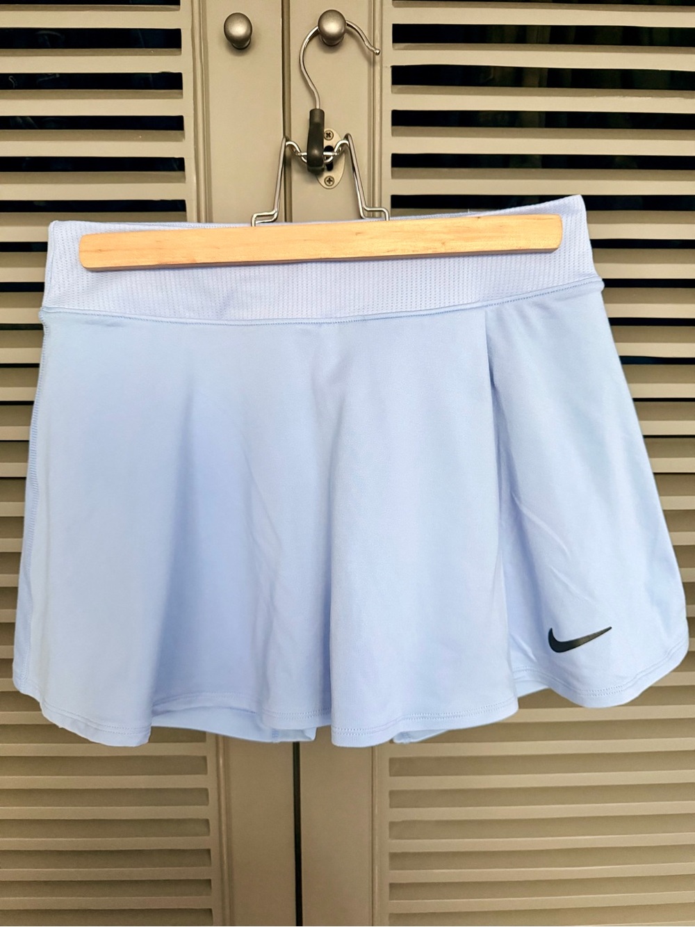 Nike Women's Light Blue Circle Founce Skirt with Black Swoosh